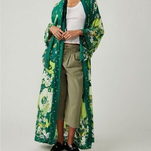 Free People HIDDEN HILLS MAXI KIMONO-JUNGLE COMBO